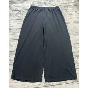 Tianello Womens M Garment Dyed Flood Pants Tencel Crop Palazzo Black Wide Leg